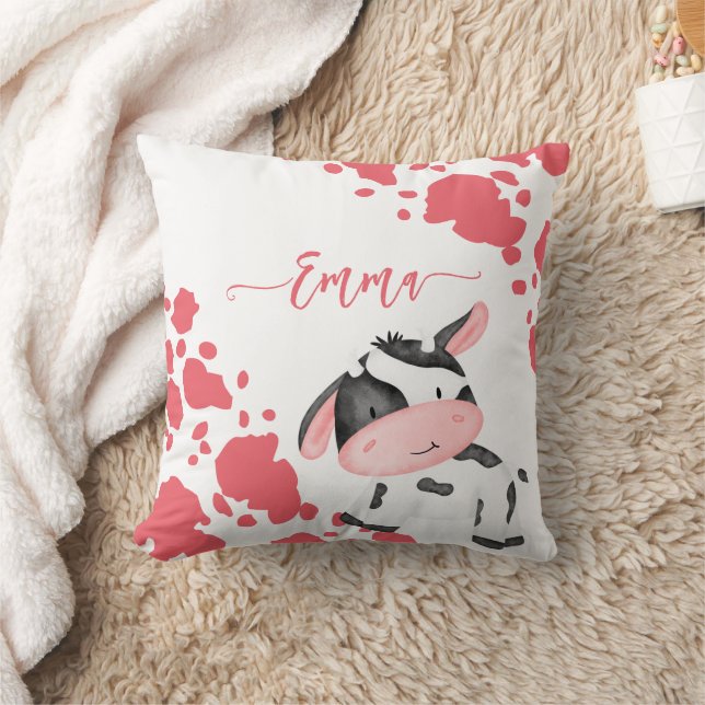 Cojín Decorativo Nombre personalizado de la imprenta de vaca nodriz (Manta)