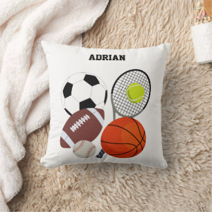 Cojín Decorativo Nombre personalizado de las bolas atléticas deport