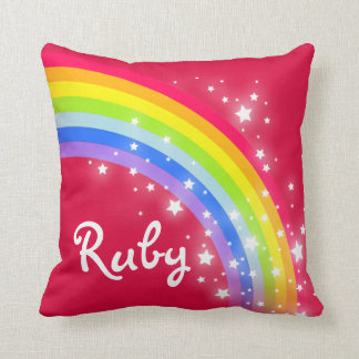 Cojín Decorativo Nombre personalizado de los chicas del cielo rojo