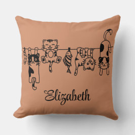Cojín Decorativo Nombre personalizado de los gatitos colgantes