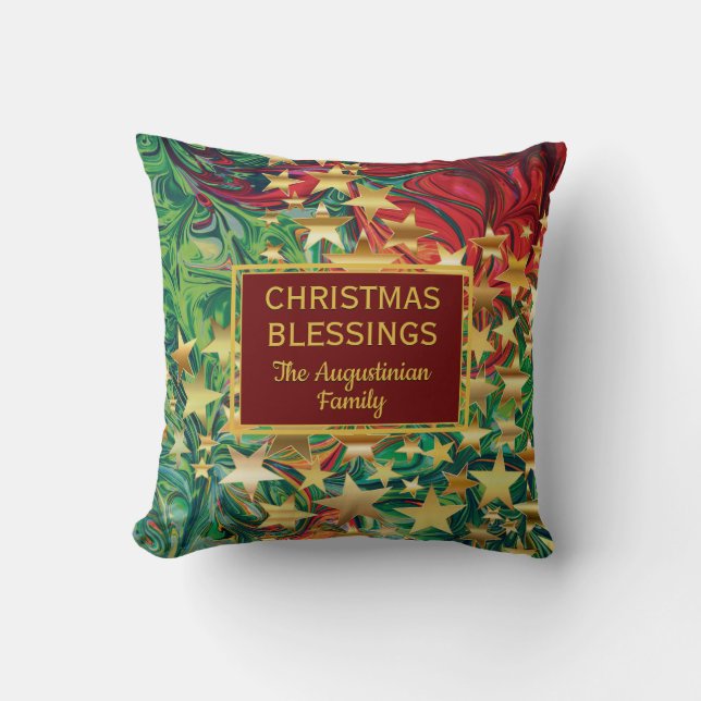 Cojín Decorativo Nombre personalizado de navidades STARS Retro (Anverso)
