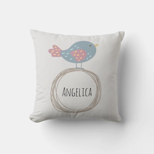 Cojín Decorativo Nombre personalizado de pájaro (Anverso)