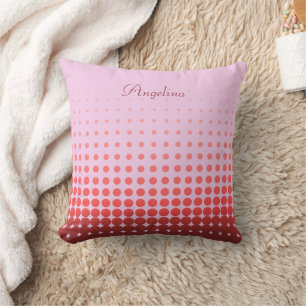 Cojín Decorativo Nombre personalizado de puntos de polka degradados