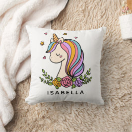 Cojín Decorativo Nombre Personalizado De Unicorn Cute Whimsical Gir