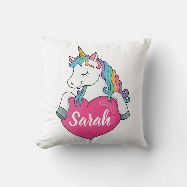 Cojín Decorativo Nombre personalizado de unicornio  (Anverso)