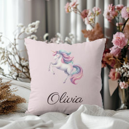 Cojín Decorativo Nombre personalizado de unicornio de color de agua