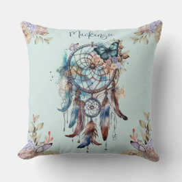 Cojín Decorativo Nombre personalizado de Watercolor Boho Dreamcatch
