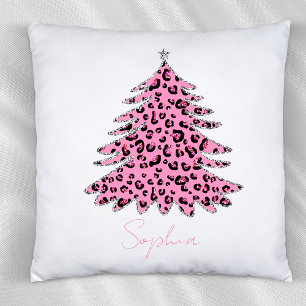 Cojín Decorativo Nombre personalizado del árbol de Navidad del patr
