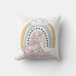 Cojín Decorativo Nombre personalizado del Chica 🦄 Rainbow Unicorn