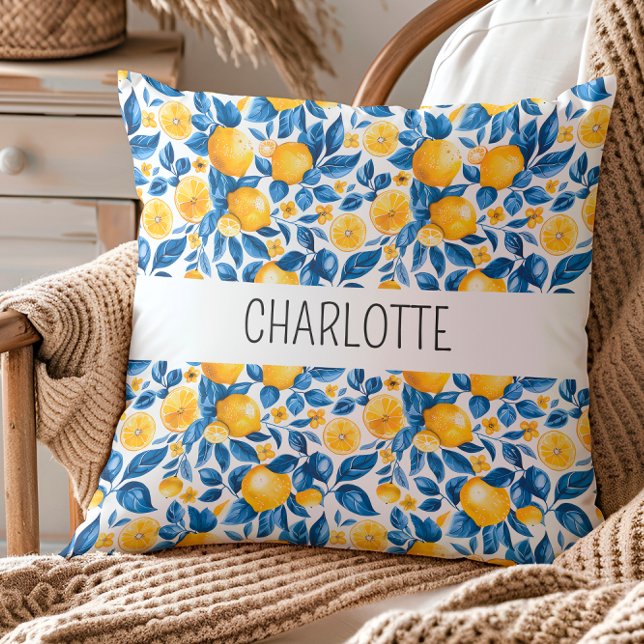 Cojín Decorativo Nombre personalizado del fruto tropical del patrón (Subido por el creador)
