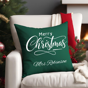 Cojín Decorativo Nombre personalizado del guión navideño moderno