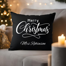 Cojín Decorativo Nombre personalizado del guión navideño moderno
