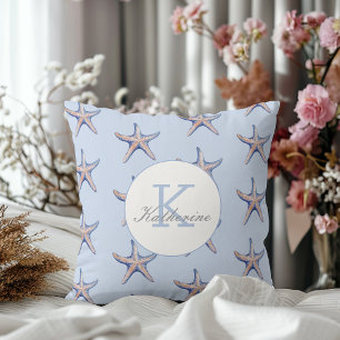 Cojín Decorativo Nombre personalizado del patrón de estrella de pla
