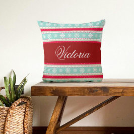 Cojín Decorativo Nombre personalizado del patrón de Navidades de co
