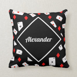 Cojín Decorativo Nombre personalizado del patrón del tema del póque