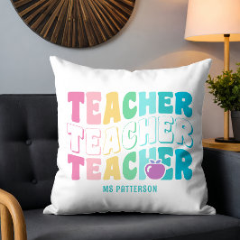 Cojín Decorativo Nombre personalizado del profesor de colores del a