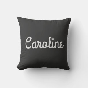 Cojín Decorativo Nombre personalizado en guión negro y blanco moder