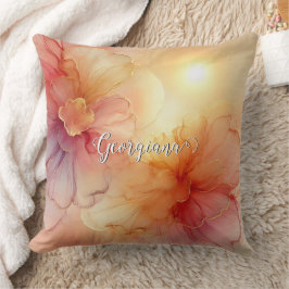 Cojín Decorativo Nombre personalizado Engranaje Raspberry Floral Al