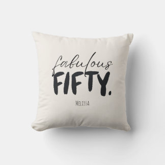 Cojín Decorativo Nombre personalizado Fabuloso Cincuenta Beige Negr