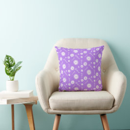 Cojín Decorativo Nombre personalizado flores blancas tipográficas p