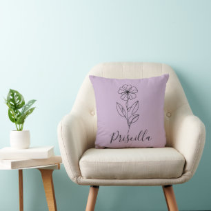 Cojín Decorativo Nombre personalizado Flower violet de febrero
