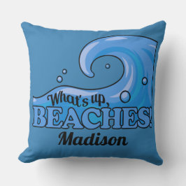 Cojín Decorativo Nombre personalizado Funny Beach Wave wave pillow