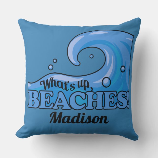 Cojín Decorativo Nombre personalizado Funny Beach Wave wave pillow (Anverso)
