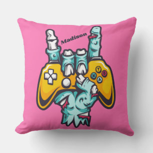 Cojín Decorativo Nombre personalizado Gamer Zombie