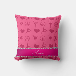 Cojín Decorativo Nombre personalizado gimnasia rosa corazones señal
