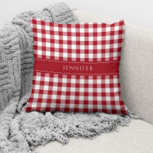 Nombre Personalizado Gingham Rojo