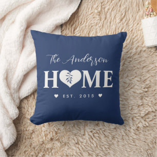 Cojín Decorativo Nombre Personalizado Gris Azul HOME 