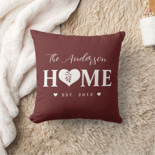 Cojín Decorativo Nombre Personalizado Gris Rojo HOME 