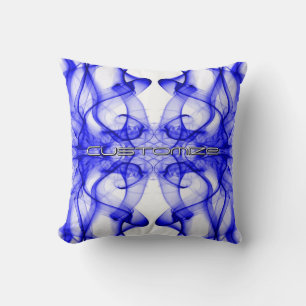 Cojín Decorativo Nombre personalizado humo azul simétrico blanco