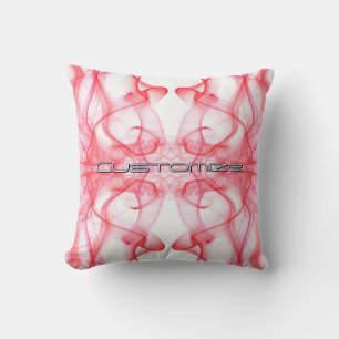 Cojín Decorativo Nombre personalizado humo rojo simétrico blanco