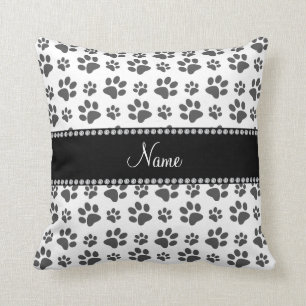 Cojín Decorativo Nombre personalizado: impresión de pata de perro 