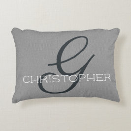 Cojín Decorativo Nombre Personalizado Inicial G Negro Blanco Gris