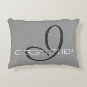 Cojín Decorativo Nombre personalizado inicial I negro blanco gris