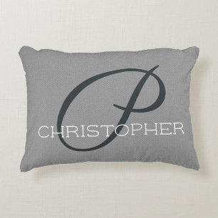 Cojín Decorativo Nombre personalizado inicial P Negro Blanco Gris