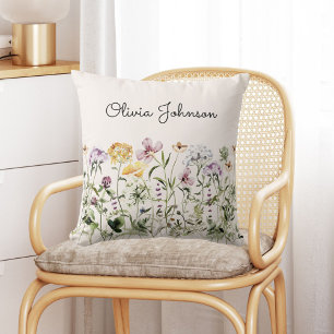 Cojín Decorativo Nombre personalizado Jardín de flores silvestres
