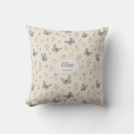 Cojín Decorativo Nombre personalizado lazo de mariposa azul regalo