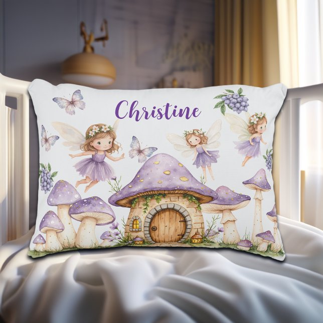 Cojín Decorativo Nombre personalizado Magic Fairies Purple Garden (Subido por el creador)