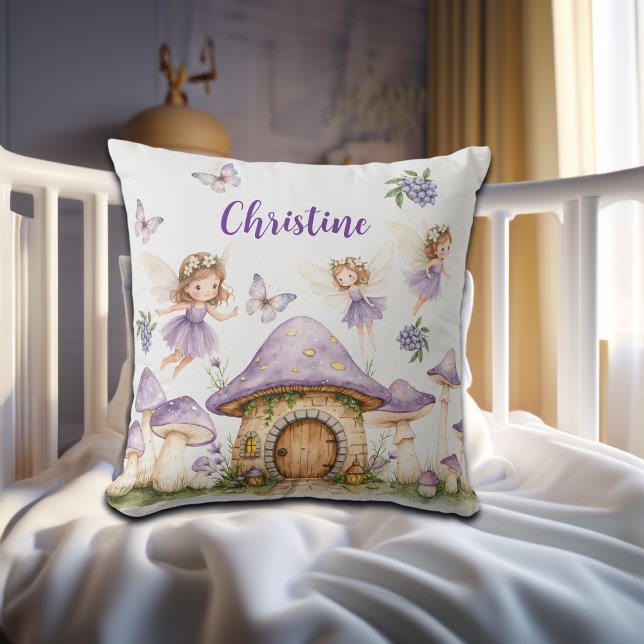 Cojín Decorativo Nombre personalizado Magic Fairies Purple Garden (Subido por el creador)