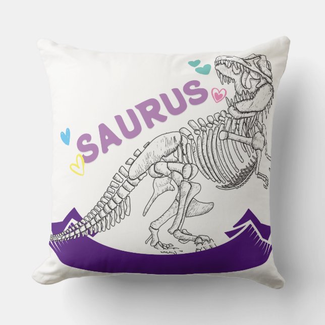 Cojín Decorativo Nombre personalizado Mamasaurus Mom Trex Dino Funn (Anverso)