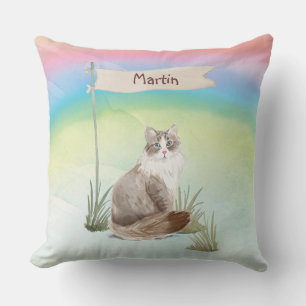 Cojín Decorativo Nombre personalizado Mascota siberiano de gato