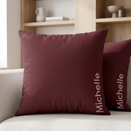 Cojín Decorativo Nombre personalizado Minimalista Lujo Burgundy & R