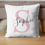 Cojín Decorativo Nombre personalizado moderno Monograma rosa<br><div class="desc">Nombre personalizado moderno Monograma rosa</div>