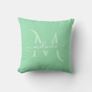 Cojín Decorativo Nombre Personalizado Monograma Dividido Blanco Men