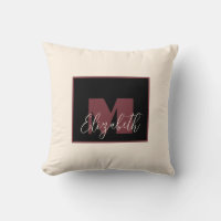 Nombre personalizado Monograma rosa de crema lisa
