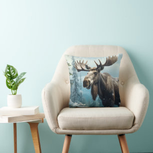Cojín Decorativo Nombre personalizado Moose de invierno