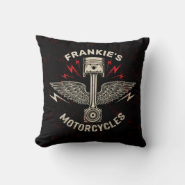 Cojín Decorativo NOMBRE Personalizado Motocicleta Piston Wings Bike